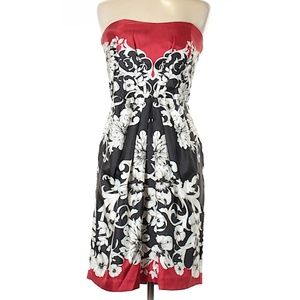 WHBM Strapless Cocktail Dress - Black White Floral